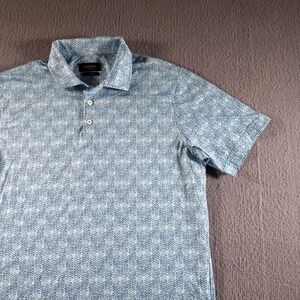 Bugatchi OooH Cotton Tech Polo Shirt Mens Large Air Blue 8 Way Stretch Golf